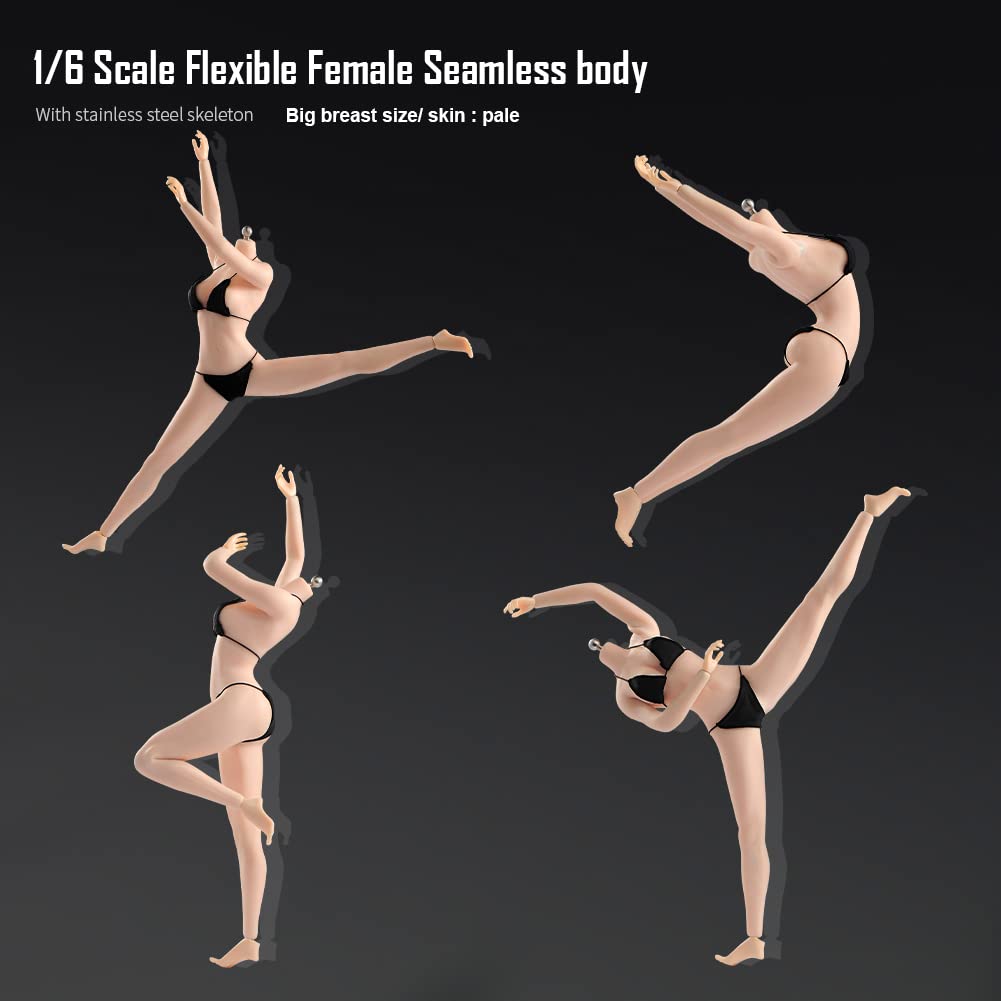 1/6 Scale Upgraded Version of the Movable Female Body, Scale Steel Frame, Super Flexible Makeup, Seamless Body, Large Bust, 12-inch Female Action Doll