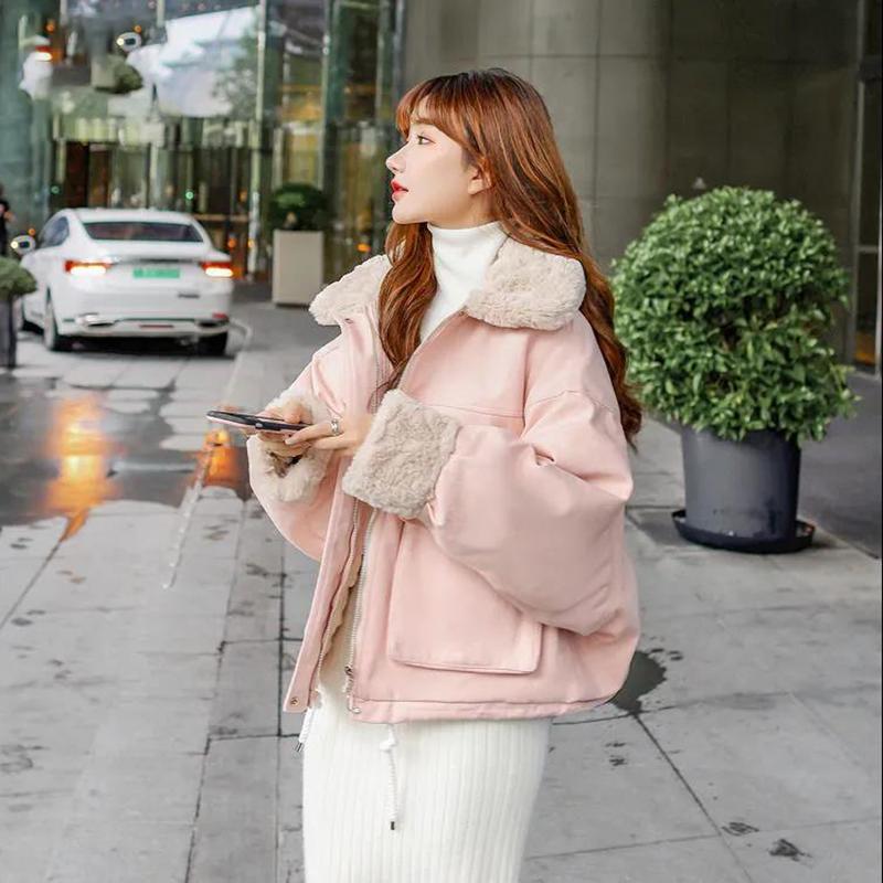 Плюс бархатное толстое зимнее пальто женское свободное хлопковое пальто плюс бархатная поло с вырезом для сохранения тепла и комфорта мягкая женская хлопковая куртка