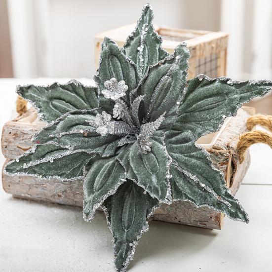 2 шт. рождественские бархатные цветы блестящие искусственные цветы с регулируемыми лепестками праздничные декоративные цветы для рождественского венка на елку праздничное украшение своими руками