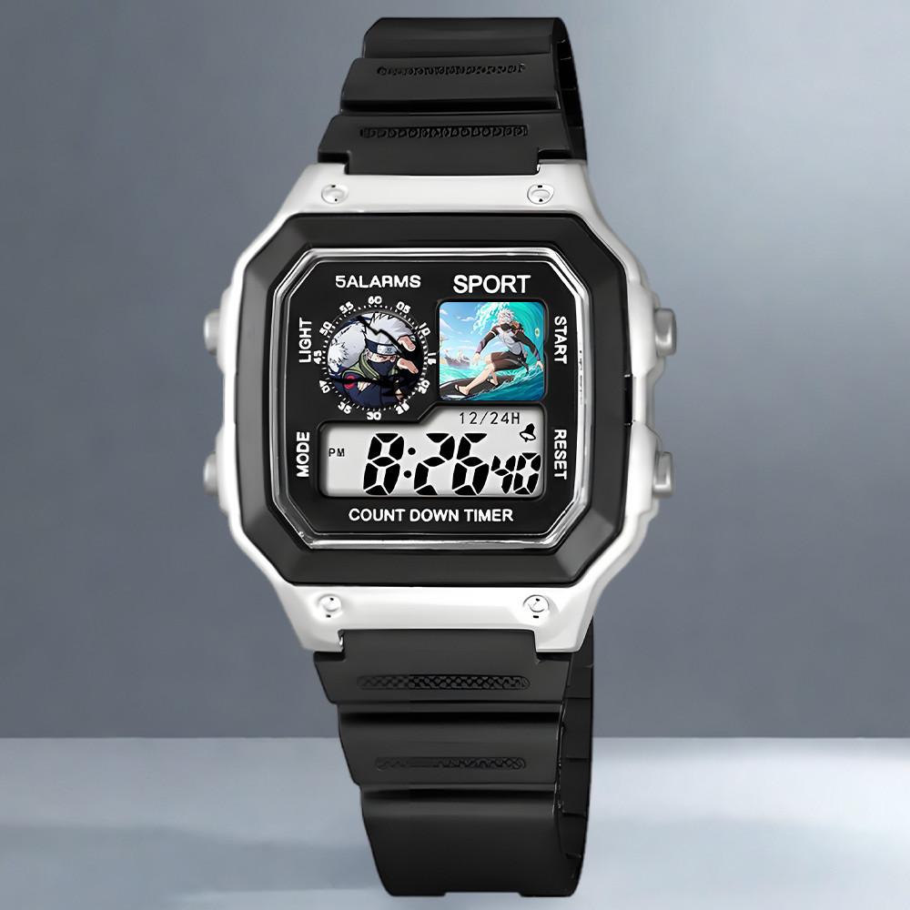 Наруто, Какаши Саске, Аниме Куб, Водонепроницаемые Студенческие Спортивные Электронные Часы, Будильник, Ночник