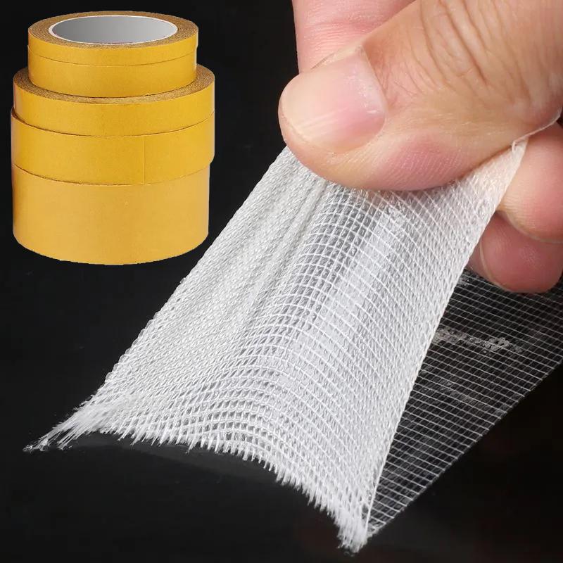Double Sided Tape Strong High Viscosity Traceless Cloth Base Grid Tape Waterproof Carpet Adhesive Fiber Tape Mesh Sticky Strips