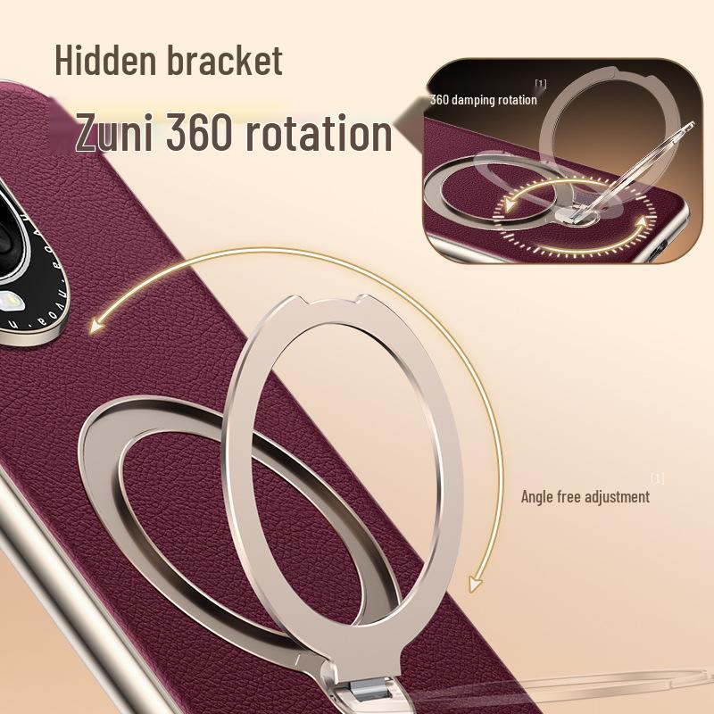 Кожаный противоударный чехол для телефона Huawei nova 14 Pro/Ultra с магнитной подставкой