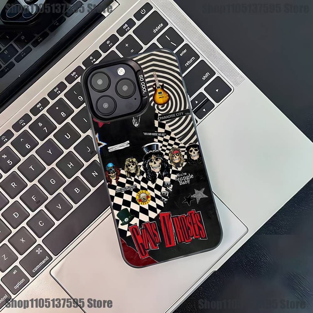 Чехол для телефона G-Guns N Roses Для iPhone 17,16,15,14,13,12,11,Pro,XS,Max,Plus,Mini,SE Черный Конфетный Матовый Ударопрочный Чехол