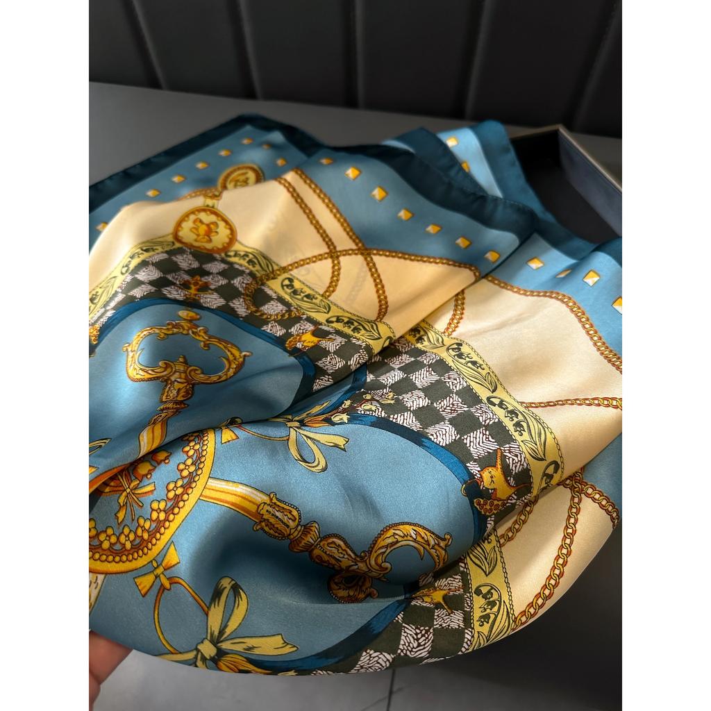 Luxury Square Silk Scarf for Women Hijab Hair Bands Neckerchief Female Satin Shawl Ribbon Headband Fashion Wraps Bandana
