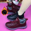 Winter Women's Cotton Shoes Imitation Leather Shoes Waterproof and Non-slip Middle-aged Mother Cotton Shoes Plush Warm Snow Boots