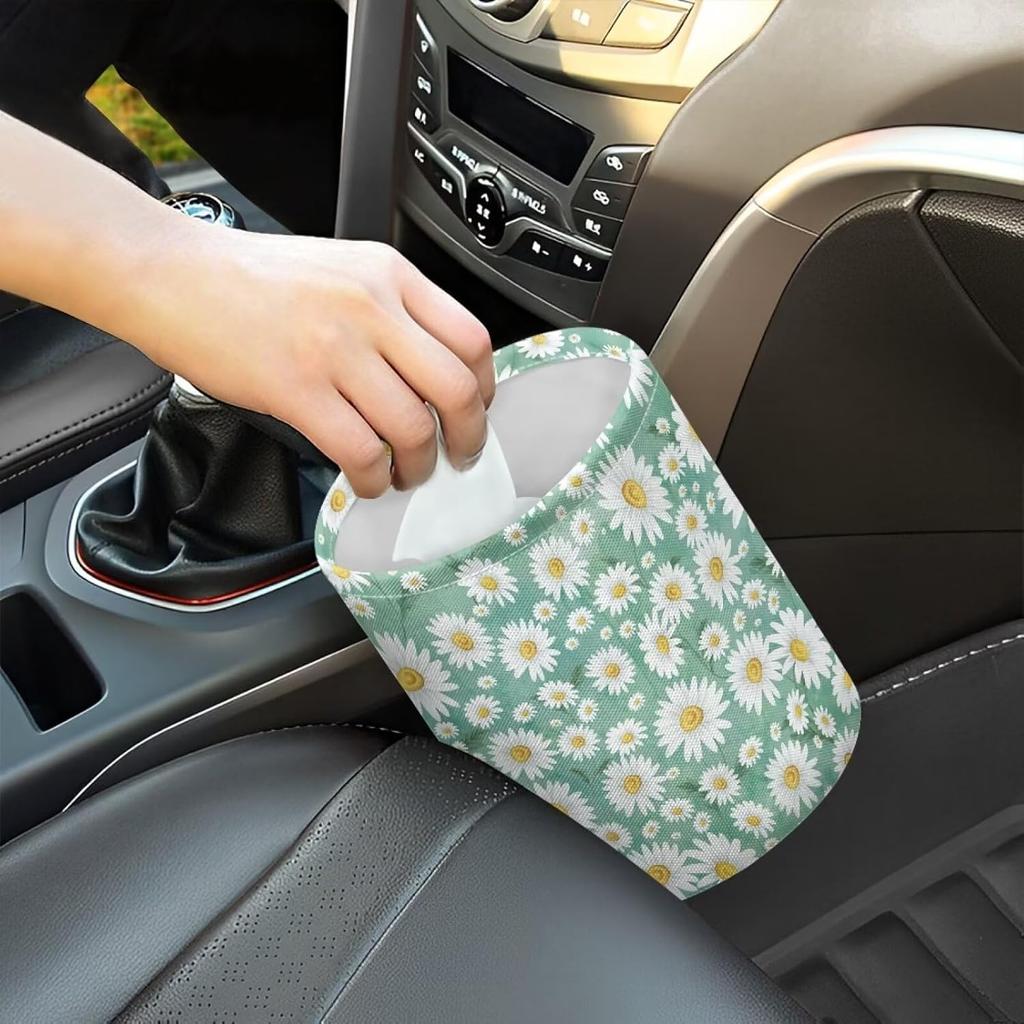 Daisy Cute Collapsible Portable Trash Can for Car Front Seat, Back Seat, Floor, Headrest Rubbish Bin