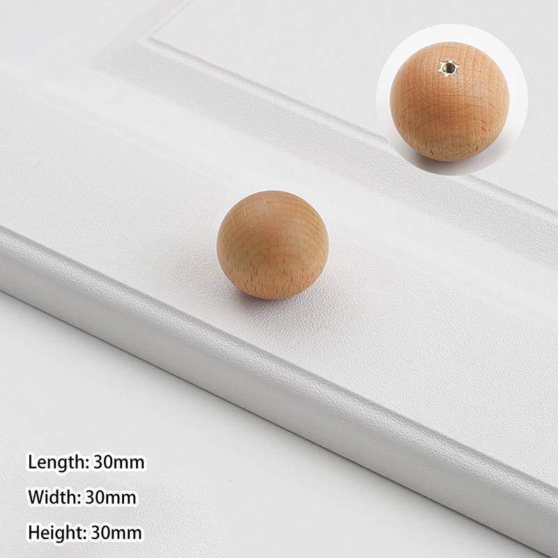 Wooden Door Handles Ball Knob Drawer Pulls Natural Beech Furniture Handles For Cabinets And Drawers Knobs Wardrobe Pulls