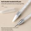 Double-Headed Nail Art Pen with Silicone Head Rhinestone Picker Wax Remover Gel UV Brush for DIY Manicure Nail Art Tools