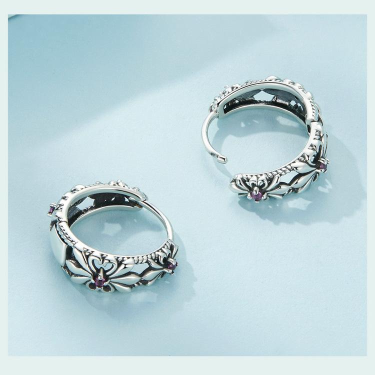 Fashion Creative Rhodium Plated Black Zircon Earrings Vintage Non Tarnish Womens 925 Copper Earring