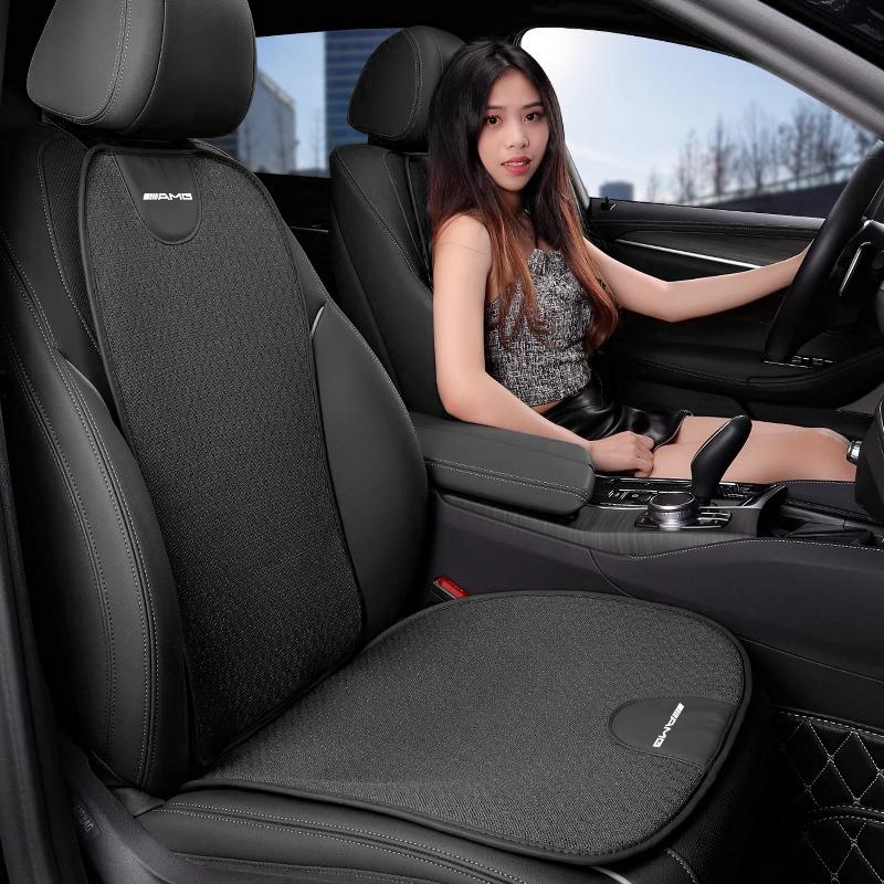 Car Seat Cushion Cover Breathable Ice Silk Non Slip Auto Seat Protector Pad Accessories Car Hub Cap For Mercedes Benz AMG W214 W