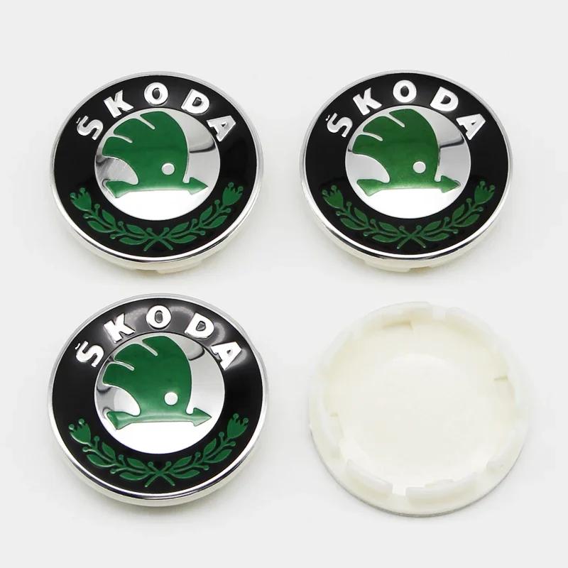 2025 New 4Pcs 56mm Wheel Center Caps Aluminum Domed Sticker Logo Alloy Badge For Skoda Rapid Octavia A5 RS Kodiaq Fabia A7 Acces