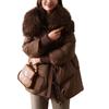 Jianhu Women's Elegant Mid-Aged Winter Down Jacket with Large Fur Collar