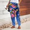 Женские брюки с цветочным принтом на шнуровке, с эластичной талией, свободные брюки, повседневные длинные брюки, брюки с карманами