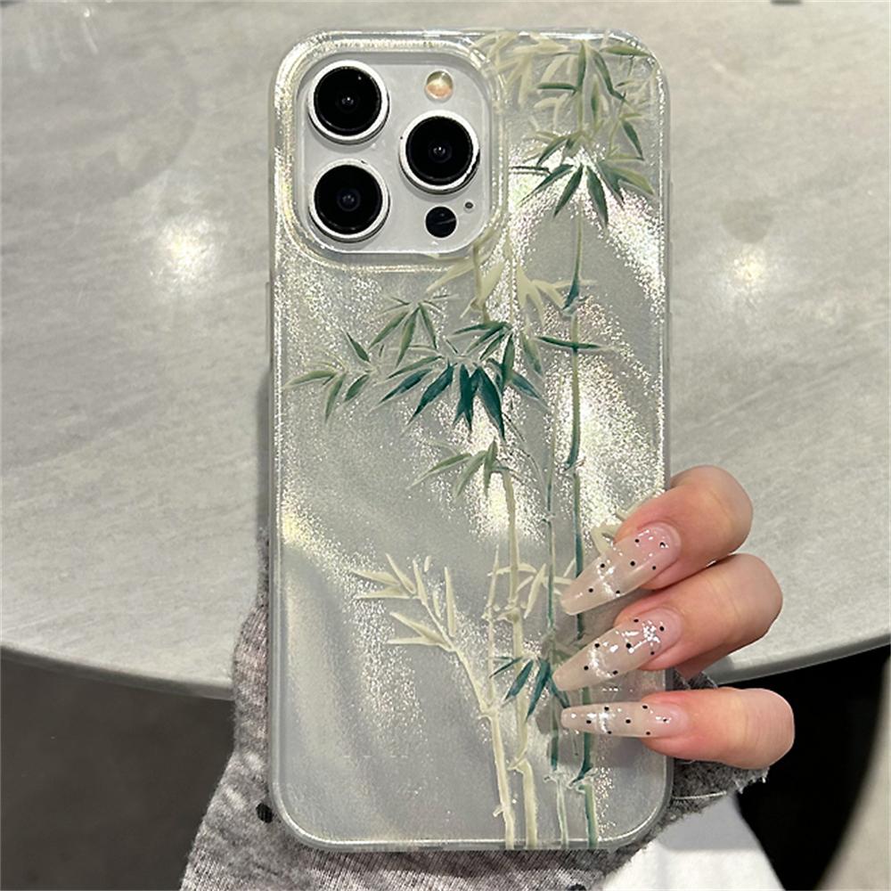 Милый бамбуковый перо пряжа зеленый новый чехол для телефона для iPhone 16 15 14 Pro Max 13 12 11 с подвеской крышка ударопрочный анти-падения Shell