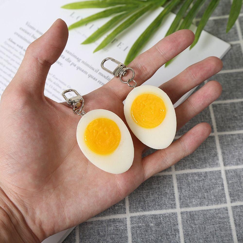 Gift Funny Boiled Egg Keychain Exquisite Fashion Simulation Food Keyring Luxury Bag Hanging Pendant