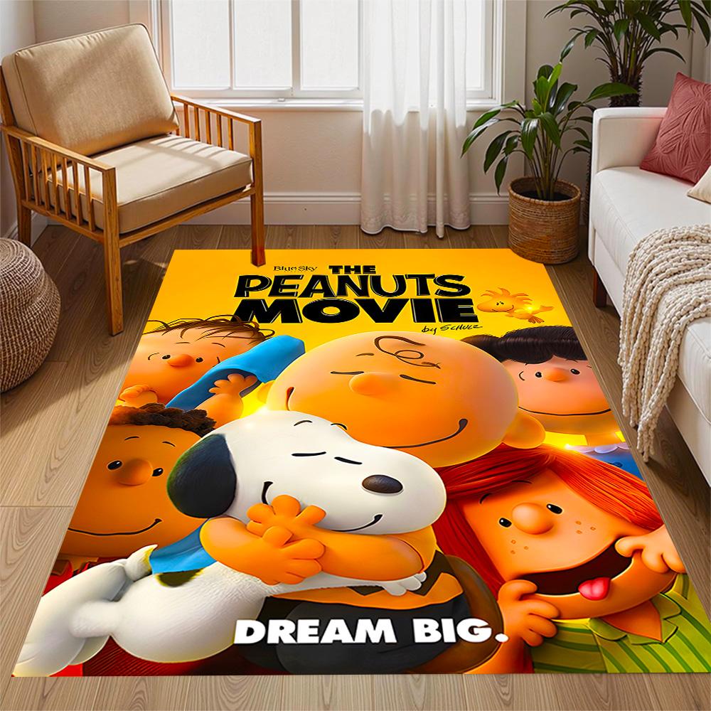 Snoopy's Peanuts Gang Themed Anti-Slip Rugs - Polyester Home Decor, Suitable for Bedrooms, Living Rooms, Doorways, Studios, and Decorations