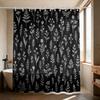1PC Simple Black and White Hand-drawn Plant Flower Shower Curtain Waterproof Bathroom Partition Privacy Hanging Curtain
