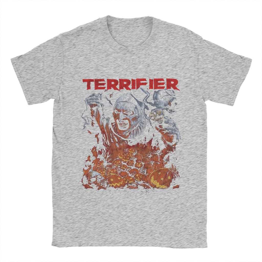 Мужская футболка Terrifier Винтажная 100% хлопок Футболки с коротким рукавом Хоррор Фильм Футболки Круглый вырез Одежда Идея для подарка