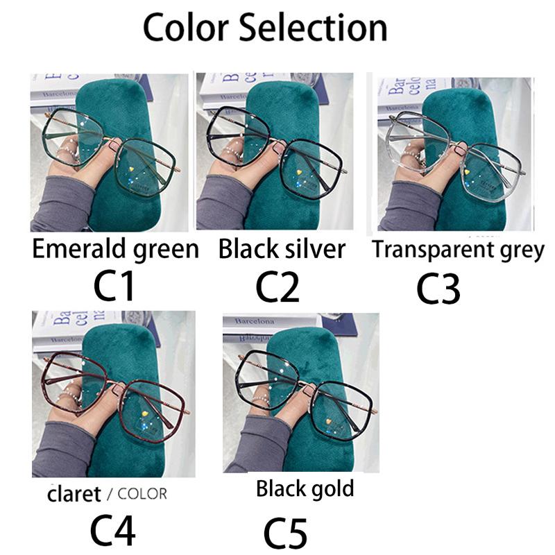 2Pcs Oversized Square Myopia Glasses Women Men Fashion Block Blue Light Prescription Nearsighted Optical Glasses