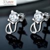 Изящный дизайн, женские серьги-гвоздики в форме кошки, стильные украшения, блестящие кристаллы, эстетичные аксессуары для девушек и юных леди