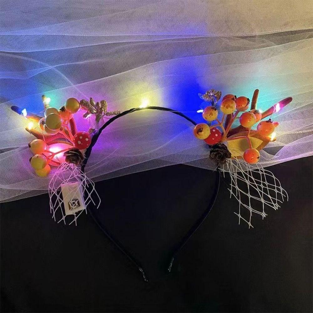 Обруч для волос Светодиодная рождественская повязка на голову Светодиодная светящаяся повязка на голову Милая повязка на голову с оленьими ушками и рогами Девочка