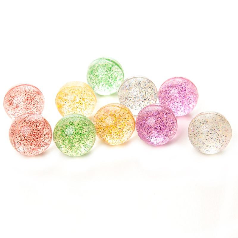 10pcs Children Bouncy Ball Toy Colored Bouncing Ball Rubber Outdoor Toys Sport Games Gold powder Elastic Juggling Jumping Balls