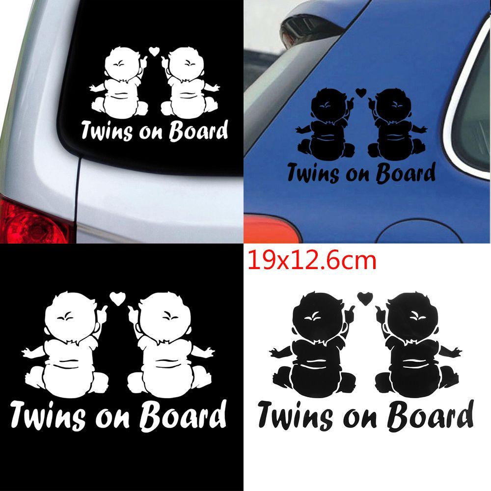1 PC Reflective Vinyl Cartoon Decals Window Twins Baby On Board Car Sticker