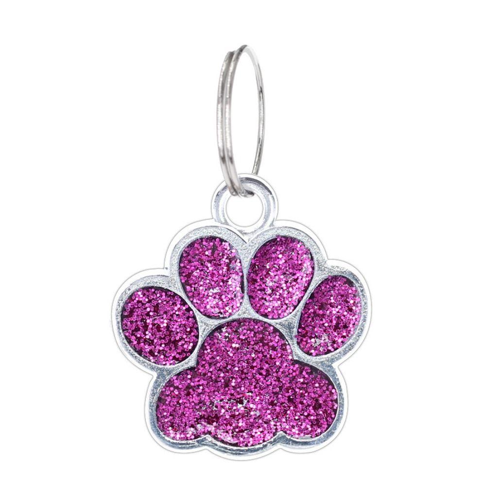 Cat Dog Paw Print Pet Glitter Pendant Anti-Lost Pet Collar Tag Pendant Dog Cat Tags Cats