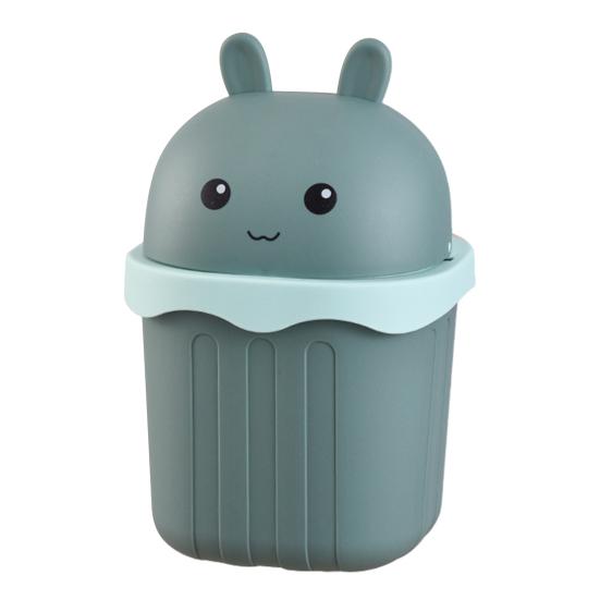 Desktop Trash Can with Lid Large Capacity Cartoon Shape Rectangle Creative Mini Garbage Can Waste Basket