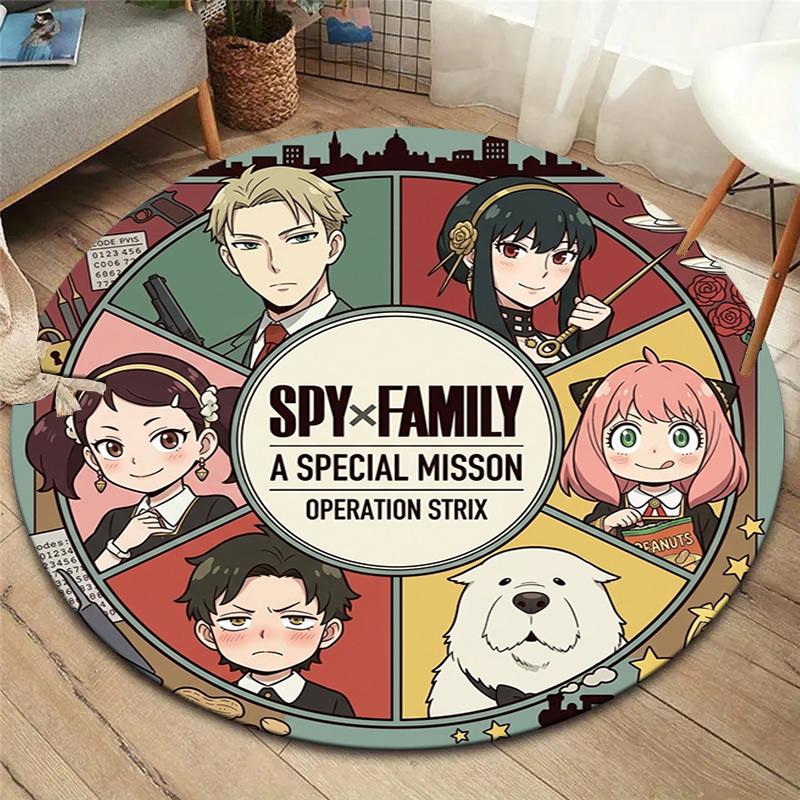 Ковер круглый Spy Family Ковер для гостиной, спальни, дивана, игровой комнаты Декор Нескользящий коврик для пола