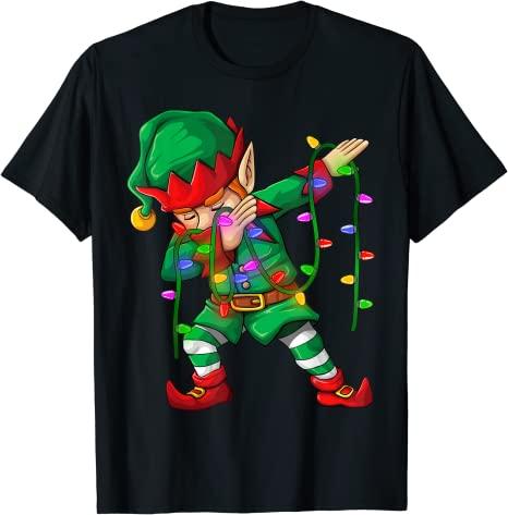 Dabbing Santa Elf Unicorn Christmas Costume Squad Kids Boys Unisex Xmas Gifts TShirt Funny DabbingElf Family Matching Tee Tops