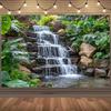 2D тропический водопад, фон для фотосъемки, зеленые растения, камни, природа