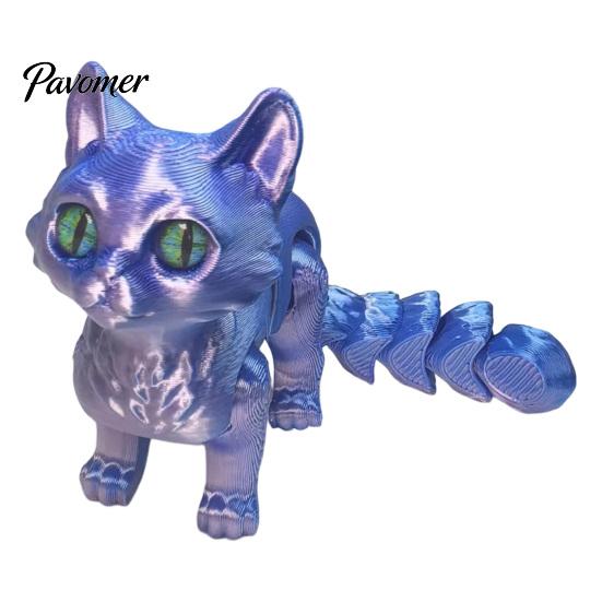 Silent Fidgets for Classroom 3D Printed Cat Toy, Articulated Movable Joint Figurine Desk Stress Relief Sensory Toys Decor, Cute Fidget Toy Kids
