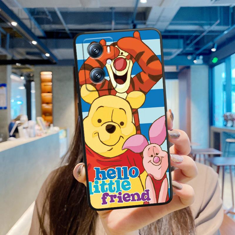 Винни Пух милый аниме для OPPO Find X6 X5 X3 A54S A5 A94 A16 A53S A57 A74 A72 A98 A78 A96 A9 5G черный мягкий чехол для телефона