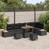 9-Piece Garden Sofa Set with Black Cushions Poly Rattan Acacia 3362934