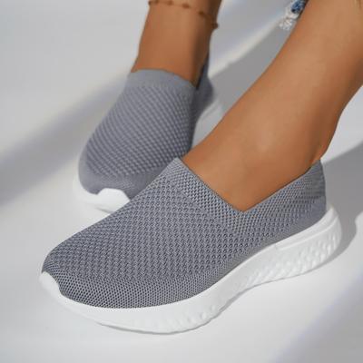 2024 Новые женские туфли Slip on женские туфли из вулканизированной ткани осенние дышащие сетчатые однотонные повседневные плоские удобные спортивные прогулочные туфли