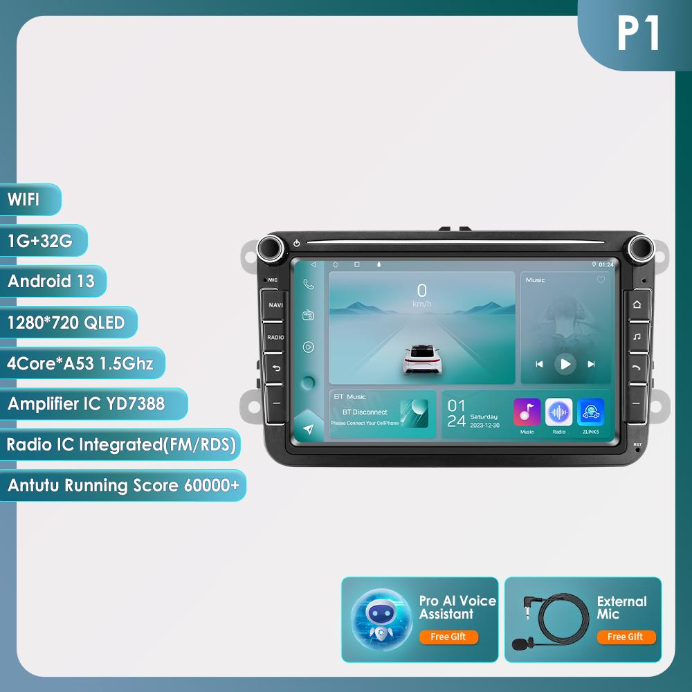 OSSURET 8-дюймовый 2-Din мультимедийный проигрыватель для Volkswagen Golf 5 Transporter VW Passat B6 Polo Jetta Skoda Seat Android 13 Intelligent Carplay Car Radio GPS