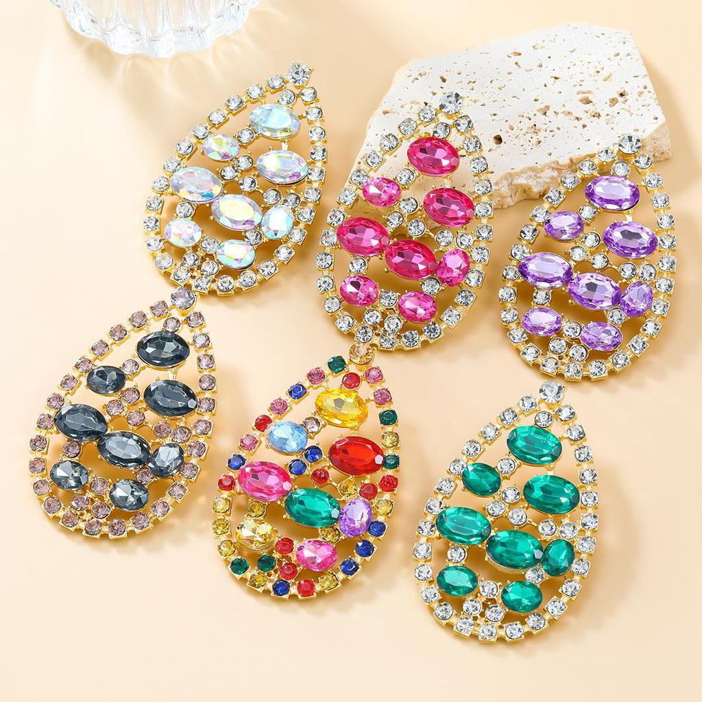Teardrop Rhinestone Diamond Earrings for Women - Elegant Party Accessories