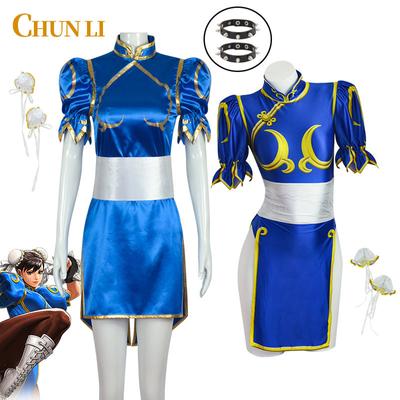 Персонаж аниме Косплей Чун-Ли Cos Костюм Косплей Cheongsam Хэллоуин Сексуальный костюм