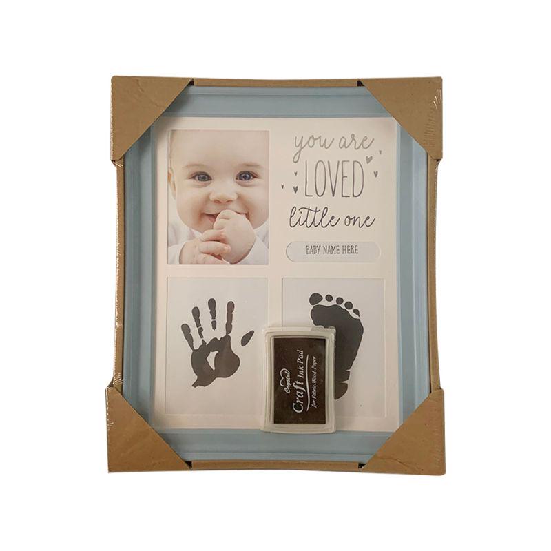 Newborn Hand and Foot Print Ornaments Full Moon 100 Day Photo Frame with Craft Ink Pad Home Decoration Baby Kids Birthday