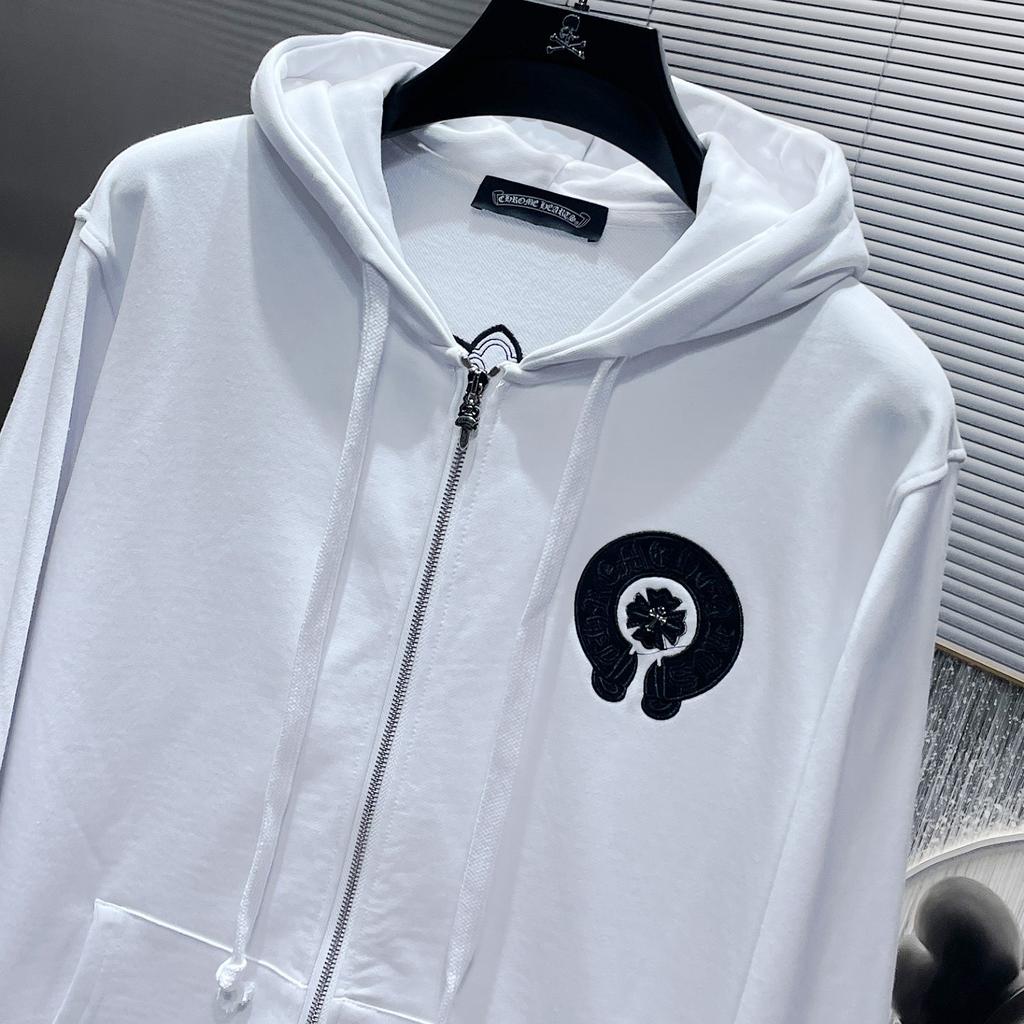 8632 CHROME HEARTS 2025 Новинка Весна и Осень Плюс Размер Тонкий Стиль Классический Стиль Логотип Молния Свитшот С Капюшоном Для Пар