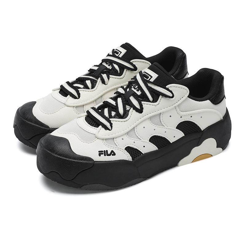 New FILA OMELETTE Egg Bag Shoes Low Top Skateboard Shoes Women's Black White F12W532207FGB
