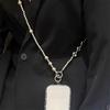 Silver bow love phone chain handmade bead hanging chain crossbody can be carried with hanging rope backpack with wrist strap