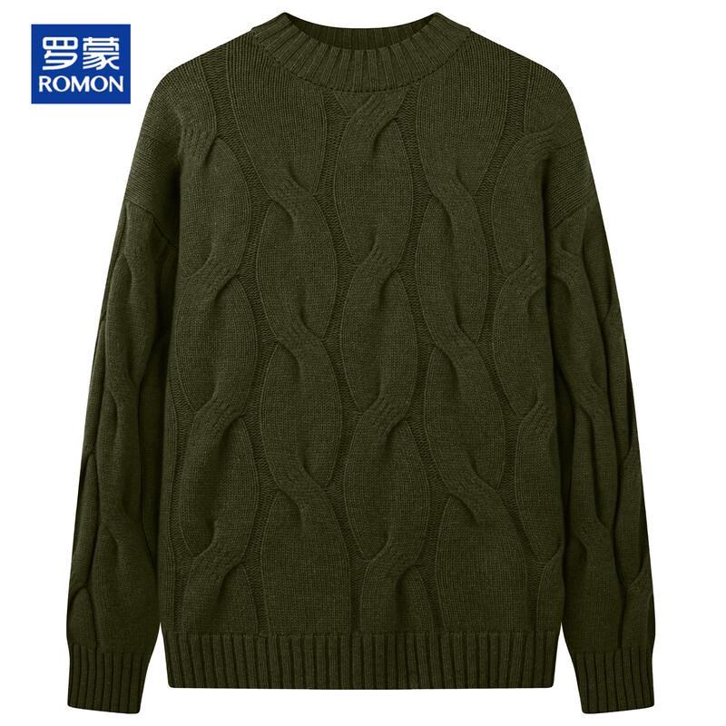 ROMON Men's 100% Pure Wool Thickened High-Neck Knit Sweater
