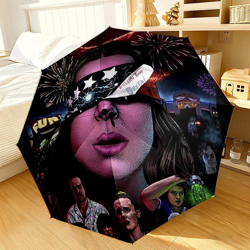 Summer Fun Ice Cream Stranger Umbrella 8-Frame for Travel, camping, Casual Lightweight Portable Umbrella, Essential for every family Holidays Gift