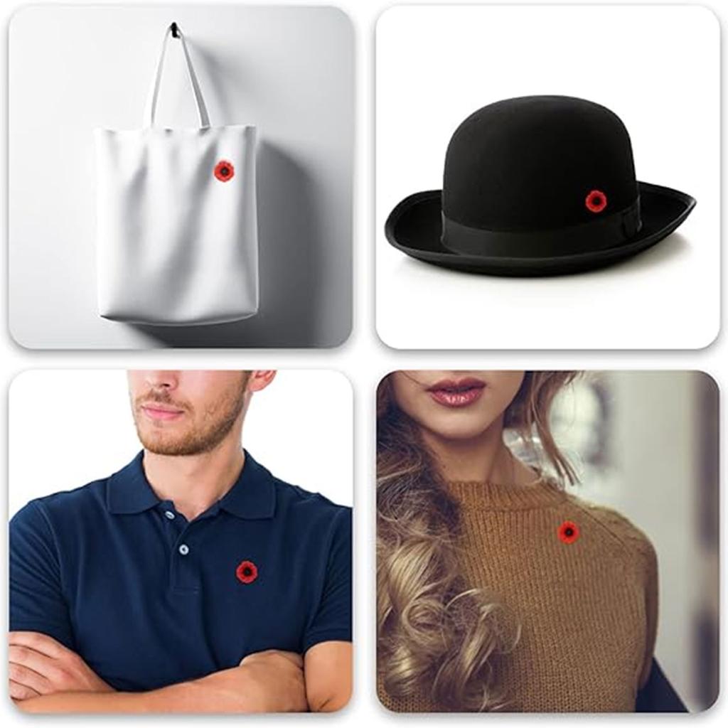 10pcs Elegant Poppy Shaped Brooch Stylish Flower Breastpin Remembrance Day Lapel Pins for Women Girls Memorial Day Gift