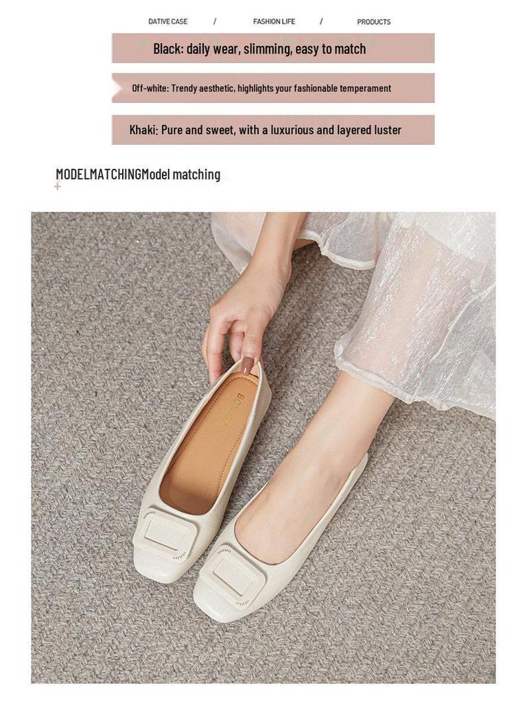 Женские слипоны из натуральной кожи: Универсальные, с низким вырезом, квадратным носком, мягкой подошвой, больших размеров 41-43, коллекция 2025.