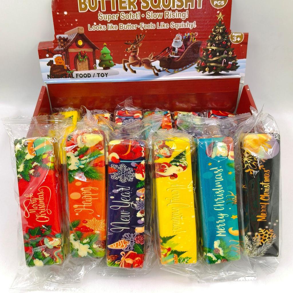 1/2/4pc Christmas Butter Stick Squishy Set Slow-Rebound Sensory Soft Butter Slow-Rebound for Christmas Mini Stress Relief Gift