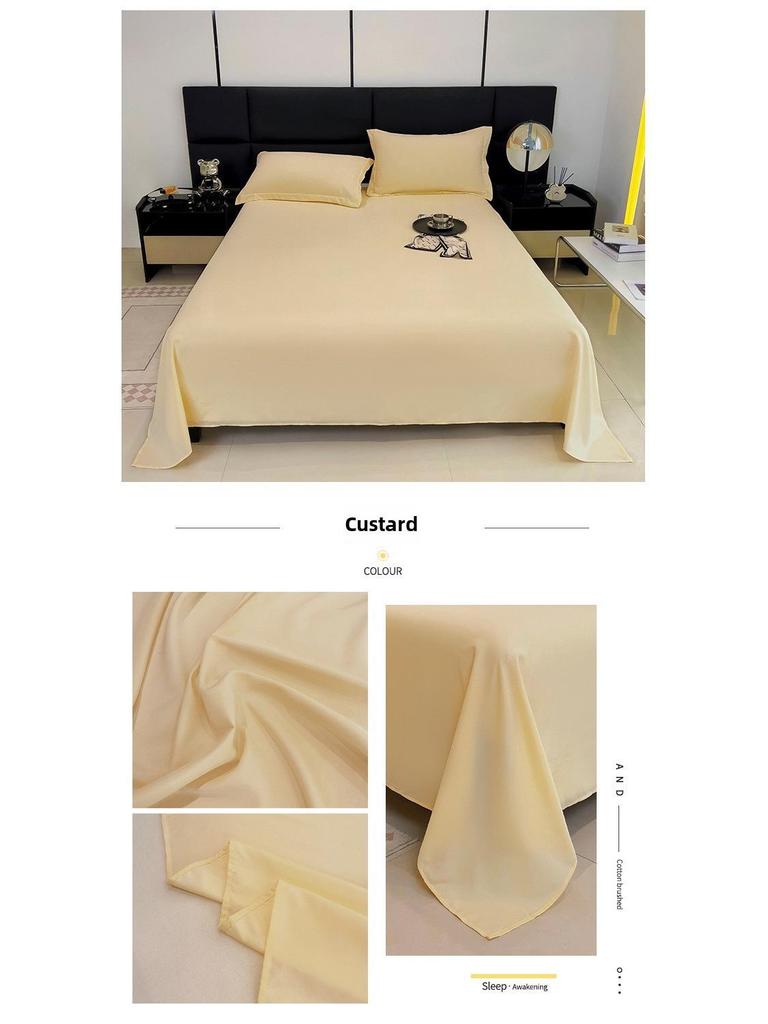 Цельная однотонная хлопковая простыня и наволочка - в стиле общежития, приятная для кожи, с двойным начесом, подходит для односпального одеяла