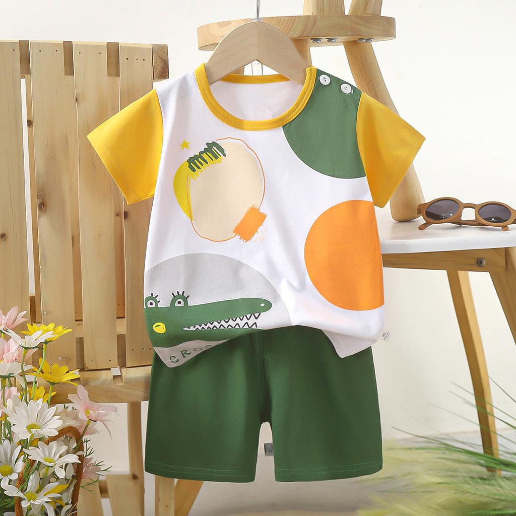 Children's Casual Short-sleeved Summer Cotton T-shirt Set for Boys and Girls